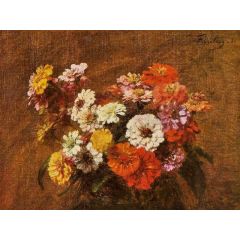 Zinnias in a Vase Painting Reproduction