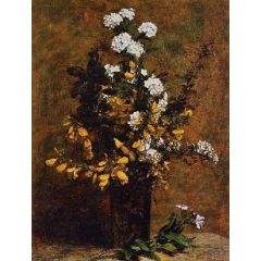 Broom and Other Spring Flowers in a Vase Painting Reproduction