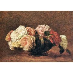 Roses in a Bowl Painting Reproduction