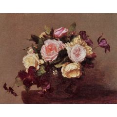Roses and Clematis Painting Reproduction