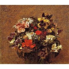 Bouquet of Flowers: Pansies Painting Reproduction