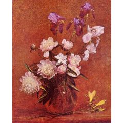 Bouquet of Peonies and Iris Painting Reproduction