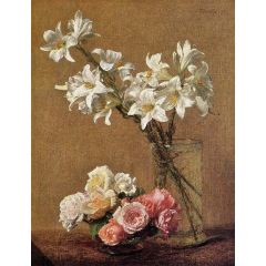 Roses and Lilies Painting Reproduction