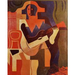 Harlequin with Guitar Painting Reproduction