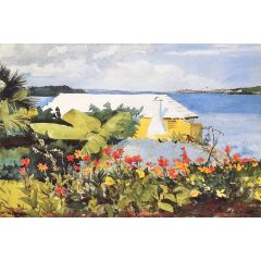 Flower Garden and Bungalow, Bermuda Painting Reproduction