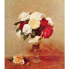Roses in a Stemmed Glass Painting Reproduction