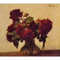 Roses foncees sur fond clair Painting Reproduction