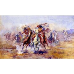 When Sioux and Blackfeet Meet Painting Reproduction