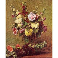 Hollyhocks Painting Reproduction