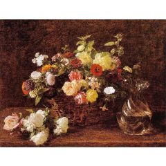 Basket of Flowers Painting Reproduction