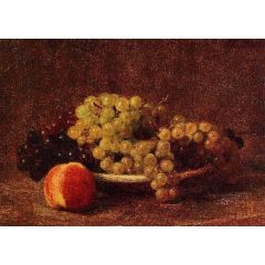 Still Life with Grapes and a Peach Painting Reproduction