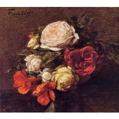 Roses and Nasturtiums Painting Reproduction