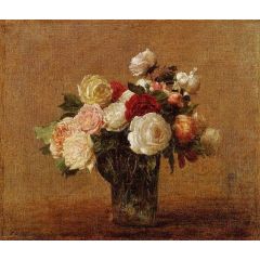 Roses in a Glass Vase Painting Reproduction