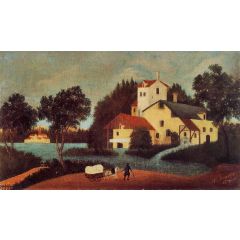 Wagon in Front of the Mill Painting Reproduction