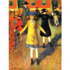 Children Roller Skating Painting Reproduction
