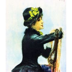 Young Woman with a Hat Painting Reproduction