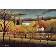 Landscape with Farmer Painting Reproduction