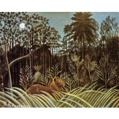 Jungle with Lion Painting Reproduction