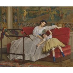 Mother With Her Young Daughter Painting Reproduction