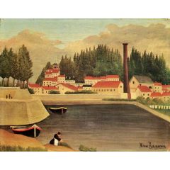 Village near a Factory Painting Reproduction