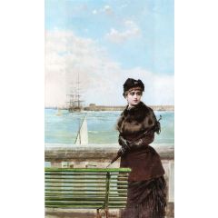 An Elegant Woman at St. Malo Painting Reproduction