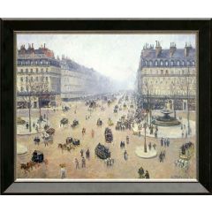 Avenue De l Opera Place Du Theatre Francais Misty by Camille Pissarro, Framed Painting Reproduction