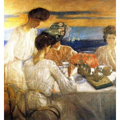 Afternoon tea on the Terrace, from the Hotel Shelburne murals Painting Reproduction