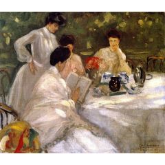 Tea in the Garden Painting Reproduction