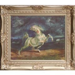 Horse Frightened by a Storm (1824) by Eugène Delacroix, Framed Painting Reproduction