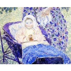 Baby in Pram Painting Reproduction
