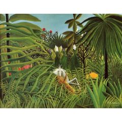 Horse Attacked by a Jaguar Painting Reproduction