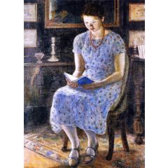 Blue Girl Reading Painting Reproduction
