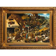 Netherlandish Proverbs by Pieter Bruegel the Elder, Framed Painting Reproduction