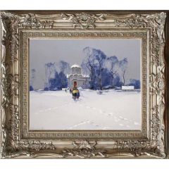 Returning Home from Church by Stepan Kolesnikov (inspired by), Framed Painting Reproduction