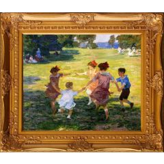 Ring Around the Rosie (1910) by Edward Potthast, Framed Painting Reproduction