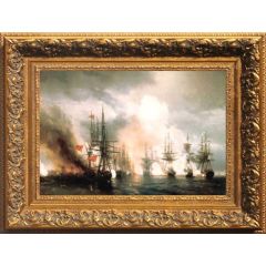 Russian Turkish Sea Battle of Sinop on 18th November 1853 by Ivan Constantinovich Aivazovsky, Framed Painting Reproduction