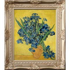 Vase with Irises against a Yellow Background by Vincent van Gogh, Framed Painting Reproduction