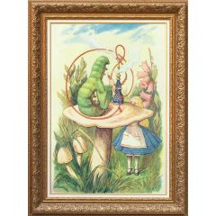 Alice Meets the Caterpillar, Alice in Wonderland (1832) by Lewis Carroll, Framed Painting Reproduction