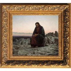 Christ in the Wilderness (1872) by Ivan Nikolaevich Kramskoi, Framed Painting Reproduction