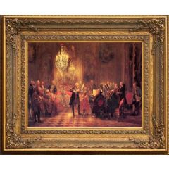 Frederick the Great Playing the Flute at Sanssouci 1850-1852 by Adolph von Menzel, Framed Painting Reproduction