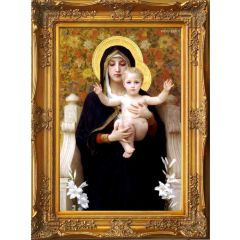 La Vierge au lys, The Virgin of the Lilies by William Bouguereau, Framed Painting Reproduction