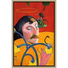 Self Portrait with Halo (1889) by Paul Gauguin, Framed Painting Reproduction
