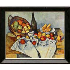 Still Life with Bottle and Apple Basket (1894) by Paul Cézanne, Framed Painting Reproduction