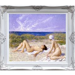 Sunbathing in the Dunes by Paul-Gustave Fischer, Framed Painting Reproduction