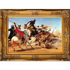 The Lion Hunt by Vernet Horace, Framed Painting Reproduction