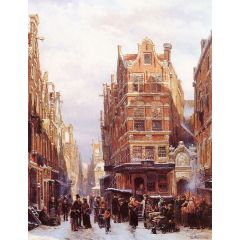 The Jewish quarter in Amsterdam Painting Reproduction