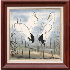 Thinking Three Times by Lin Fengmian, Framed Painting Reproduction