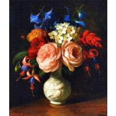 Still LIfe with Flowers: Red Roses Painting Reproduction