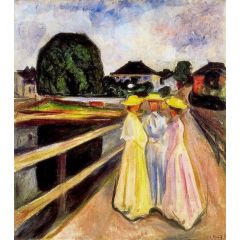 The Women on the Bridge(also known as Three Girls on the Jetty) Painting Reproduction