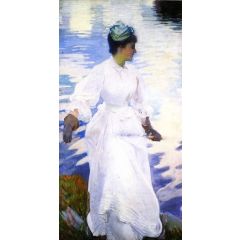 Lady Fishing, Mrs. Ormand Painting Reproduction